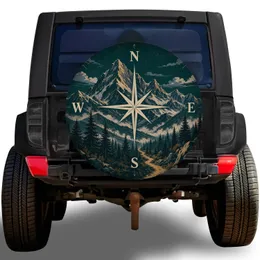 Vintage Alpine Mountain Compass Rose for Camping, Hiking, RV and Overland Adventure Spare Tire Cover