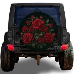 Crimson Red Rose Bouquet For Romantic Garden Style RV Trailer, SUV And Truck Owners Spare Tire Cover
