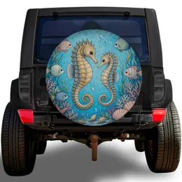 Paired Seahorses Coral Reef Ocean Scene For Coastal RV Camping And Beach Travelers Spare Tire Cover