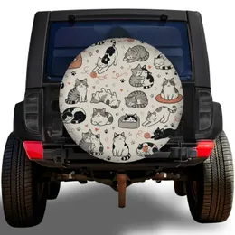Hand Drawn Sleeping Cats For Cozy Pet Lovers Camping And Road Trip Adventure Lovers Spare Tire Cover