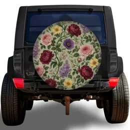Vintage Botanical Roses Peonies Floral Garden For RV Camper Cottage Travel Style Spare Tire Cover