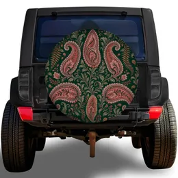 Bohemian Paisley Floral Emerald Wheel Decor for RV Camping and Travel Enthusiasts Spare Tire Cover