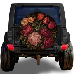 Vintage Baroque Tulips And Peonies For Elegant RV Trailer Camper Travel Road Trips Spare Tire Cover