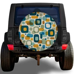 Mid Century Teal Geometric Shapes for Retro SUV Jeep RV Road Trip Enthusiasts Fans Spare Tire Cover