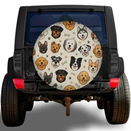 Cheerful Dog Face Collage for Pet Lover Road Trips, Camping and Weekend Adventures Spare Tire Cover