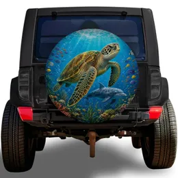 Sea Turtle Dolphin Ocean Reef Adventure Gear For RV Camping And Beach Travelers Spare Tire Cover