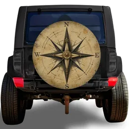Vintage Compass Rose For Overland Adventure RV SUV Trailer Camping Road Trip Enthusiasts Spare Tire Cover