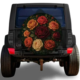 Opulent Vintage Rose Bouquet Emerald Garden Decor for Romantic Road RV Travelers Spare Tire Cover