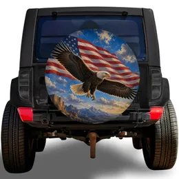 Bald Eagle American Flag Patriotic Wilderness For RV Camping And Outdoor Travelers Spare Tire Cover