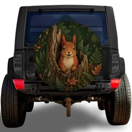 Cheerful Red Squirrel Woodland Scene For Autumn Camping And Nature Loving Drivers Spare Tire Cover