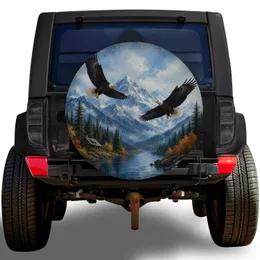 Bald Eagles Over Alpine Lake For Mountain Camping And Wildlife Adventure Spare Tire Cover