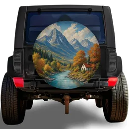 Alpine River Mountain Landscape for Autumn Road Trips and Outdoor Adventure Lovers Spare Tire Cover