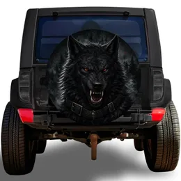 Fierce Black Wolf Forest Scene For Rugged Off Road And Outdoor Adventure Enthusiasts Spare Tire Cover