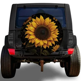 Golden Sunflower Bloom And Butterflies For Road Trips And Nature Loving Gardeners Spare Tire Cover
