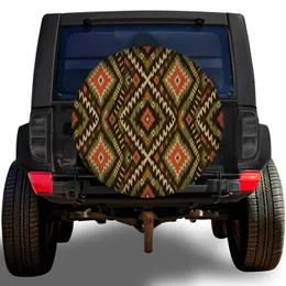 Vintage Ikat Geometric Boho Tribal Style For RV Trailer SUV Truck Travel Camping Spare Tire Cover