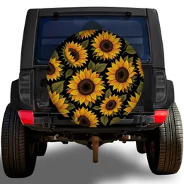 Black And Gold Sunflower Botanical For Cheerful Road Trips And Outdoor Adventures Spare Tire Cover