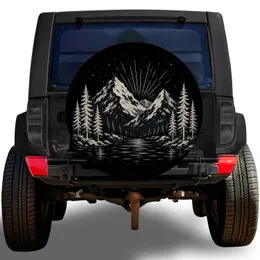 Vintage Alpine Mountain Lake Scene For Camping Adventures And Off Road Travelers Spare Tire Cover