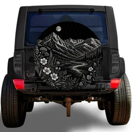 Moonlit Alpine Mountain Wildflowers For Outdoor Adventure SUVs, Jeeps And Campers Spare Tire Cover