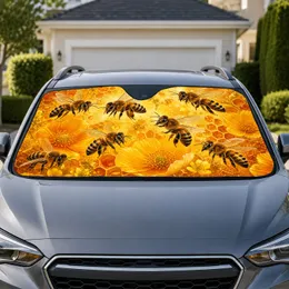 Golden Honey Bees And Wildflowers For Summer Road Trips, Garden Fans And Nature Lovers Car Sunshade