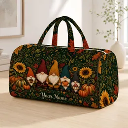 Autumn Woodland Gnomes And Sunflowers For Fall Travel, Getaways And Holiday Gift Giving Quilted Weekend Bag