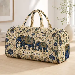 Regal Elephant Garden Floral Motif For Travel, Weekend Getaways And Thoughtful Gifts Quilted Weekend Bag