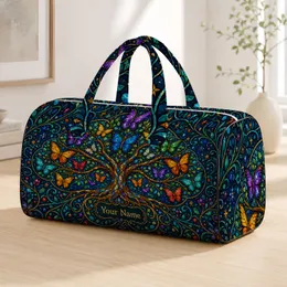 Butterfly Tree Of Life For Travel, Beach And Overnight Getaway Trips Quilted Weekend Bag
