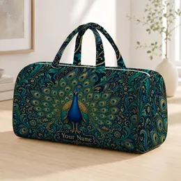 Vintage Peacock Art Nouveau Travel Accessory For Elegant Getaways And Gift Giving Quilted Weekend Bag