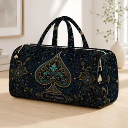 Ornate Ace Of Spades Casino Filigree For Poker Nights, Travel, And Card Game Fans Quilted Weekend Bag