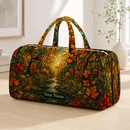 Autumn Forest Stream Mosaic For Fall Travel Gifts For Nature Lovers Quilted Weekend Bag