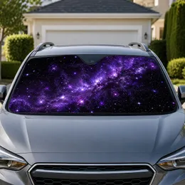 Purple Starry Night Galaxy Celestial Decor For Space Lovers And Evening Road Trips Car Sunshade