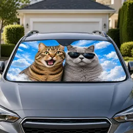 Realistic Tabby And British Shorthair Cats In Sunglasses For Fun Summer Road Trips Car Sunshade