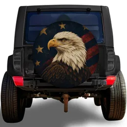 Bald Eagle Patriotic Stars And Stripes Style For RV Camping SUV Truck Outdoor Travel Spare Tire Cover