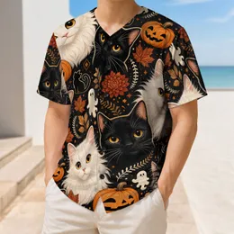 Halloween Cats And Pumpkins for Fall Sports Fans, Game Days and Spooky Season Outfits Baseball Jersey