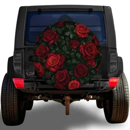 Red Rose Botanical Floral Garden Outdoor Travel Accessory for RV Trailer SUV Campers Spare Tire Cover