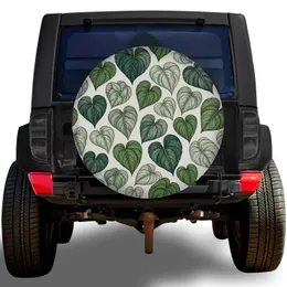 Green Botanical Leaf Hearts for Nature Lovers Road Trips, Camping, and Outdoor Adventures Spare Tire Cover