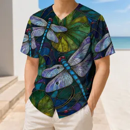 Stained Glass Dragonflies for Colorful Festival Wear and Nature Loving Enthusiasts Baseball Jersey
