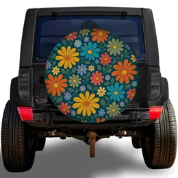 Retro 1970s Wildflowers For Boho Jeep SUV RV Road Trip Style Spare Tire Cover