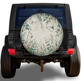 Watercolor Eucalyptus And Blush Butterflies For Springtime RV Camping Adventures Spare Tire Cover