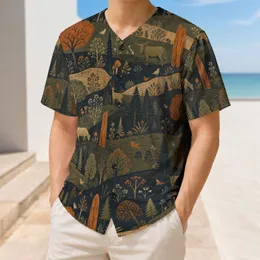 Vintage Woodland Wildlife Folk Art For Autumn Hiking, Camping And Casual Outdoor Style Baseball Jersey