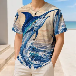 Leaping Blue Marlin Ocean Waves For Fishing Trips Beach Vacations And Coastal Style Baseball Jersey