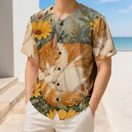 Sleeping Ginger Kitten Wildflowers Cozy Autumn Garden Game Day Style For Cat Lovers Baseball Jersey