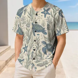 Sea Turtle And Starfish Marine Life For Beach Days, Resort Wear And Ocean Lovers Baseball Jersey