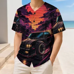 Retro Synthwave Sports Car Night Drive Neon Sunset Style For 80s Streetwear Fans Baseball Jersey