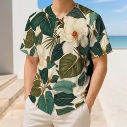 White Tropical Flowers And Green Leaves For Everyday Travel, Resort And Active Men Baseball Jersey