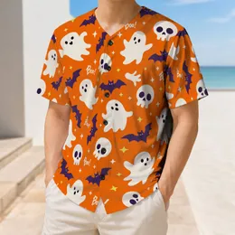 Orange Halloween Ghosts, Skulls And Bats For Spooky Game Day Team Fans And Parties Baseball Jersey