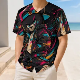 Neon Urban Bear Cub Streetwear Art For Festivals Skate Culture And Daily Casual Wear Baseball Jersey