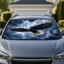 Majestic Bald Eagle In Storm Clouds For Patriotic Road Trips And Wildlife Lovers Car Sunshade