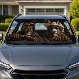 Laughing Horse Driver And Donkey Cowboy Road Trip Gift For Western Animal Lovers Car Sunshade