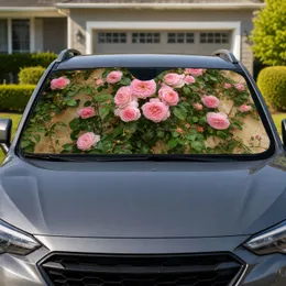 Lush Blush Pink Roses And Green Vines For Garden Lovers' Daily Commutes And Road Trips Car Sunshade