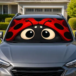 Cute Red Ladybug Face Decor For Kids Cars And Playful Everyday Summer Road Driving Car Sunshade